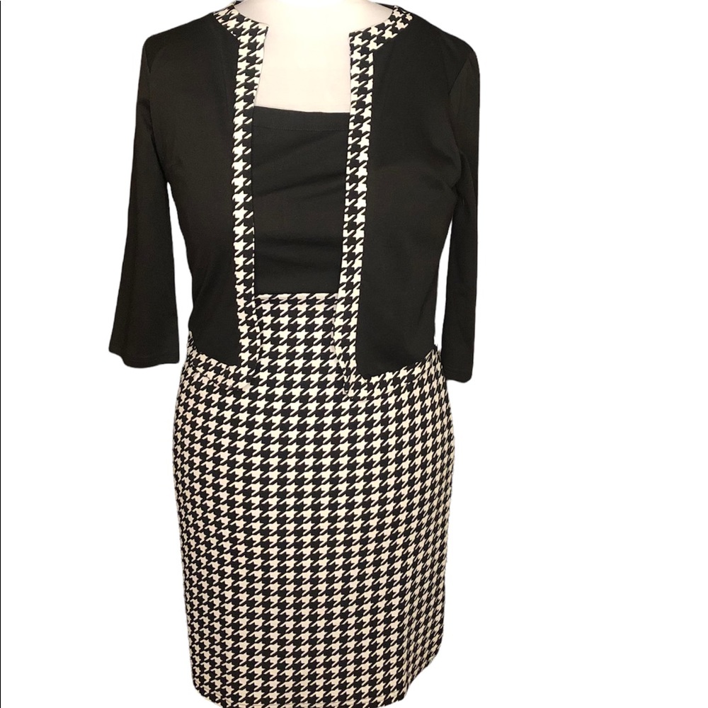 Houndstooth dress with built in jacket.